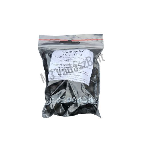 Gumigolyó 15 mm fekete 70 shore