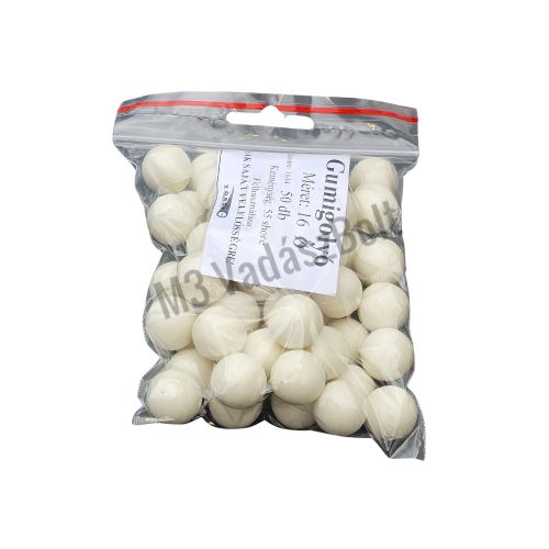 Gumigolyó 16 mm  2,5g fehér 50-55 shore