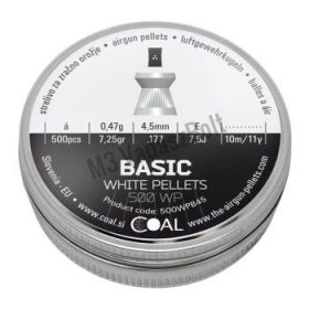   4,5 mm Coal Basic White Pellets 0,47g/7,25gr lapos  ( 500 db)