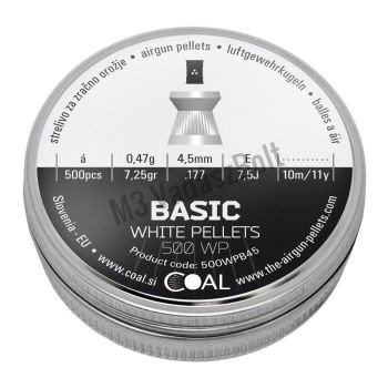 4,5 mm Coal Basic White Pellets 0,47g/7,25gr lapos  ( 500 db)