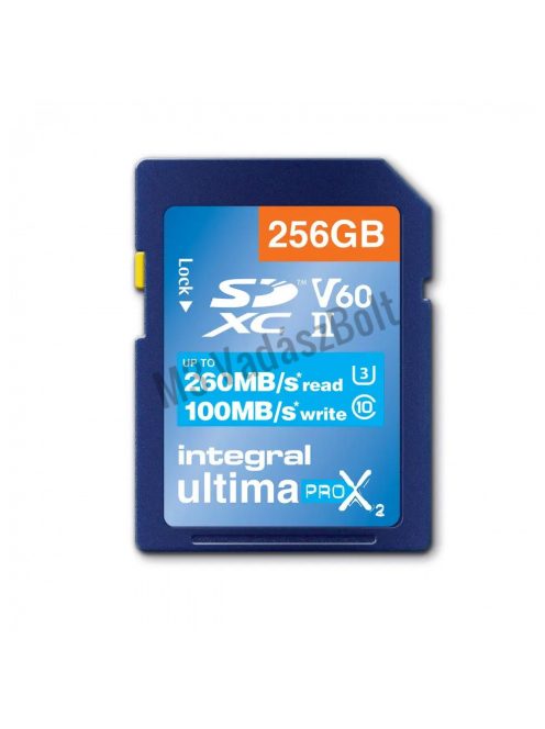 Integral 256GB ULTIMAPRO X2 SDXC 260/100MB UHS-II V60 kártya