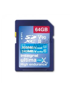Integral 64GB ULTIMAPRO X2 SDXC 280/240MB UHS-II V90 kártya