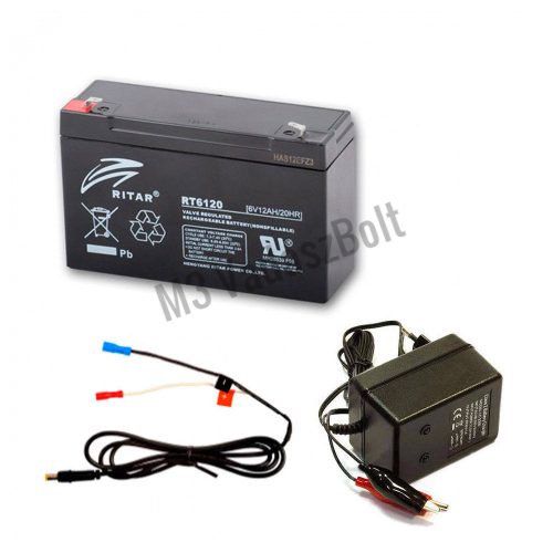 Vadkamera kiegészítő szett (6V 12Ah akku + Ritar töltő + tápkábel)