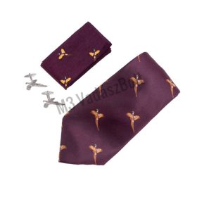   Jack Pyke PHEASANT szett (dísz zsebkendő + nyakkendő + mandzsetta) bordó