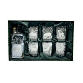 Jagerglas gravírozott konyakos garnitúra