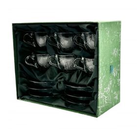 Jagerglas gravírozott kávéscsésze garnitúra