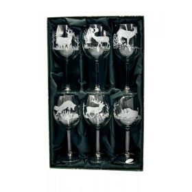 Jagerglas gravírozott borospohár garnitúra