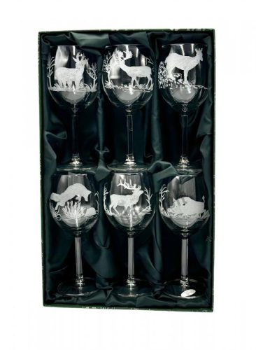 Jagerglas gravírozott borospohár garnitúra