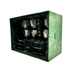 Jagerglas kávés készlet ón díszítéssel