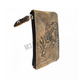 Bőr kulcstartó szarvas motívummal