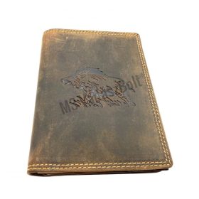 Bőr vadászigazolvány tartó vaddisznó motívummal