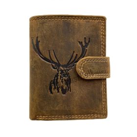Bőr bankkártyatartó szarvas motívummal