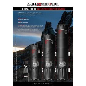 A-Tec H3 hangtompító, max .338 cal., M18x1 menet, 30dB