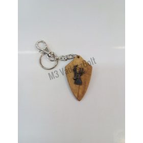 Kulcstartó, szarvas alakkal olajfa alap Cudeman