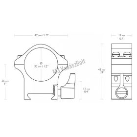   Hawke Professional távcsőszerelék 30mm weaver, közepes, 2 csavaros, acél