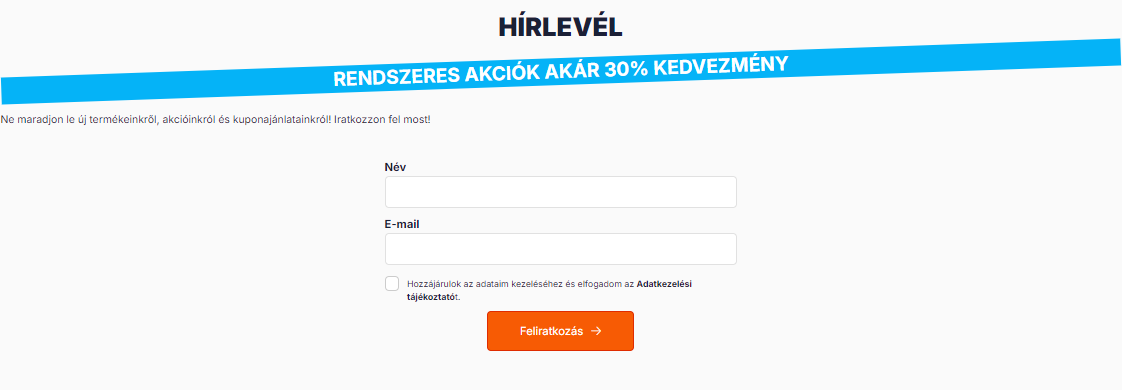 Feliratkoztató oldal